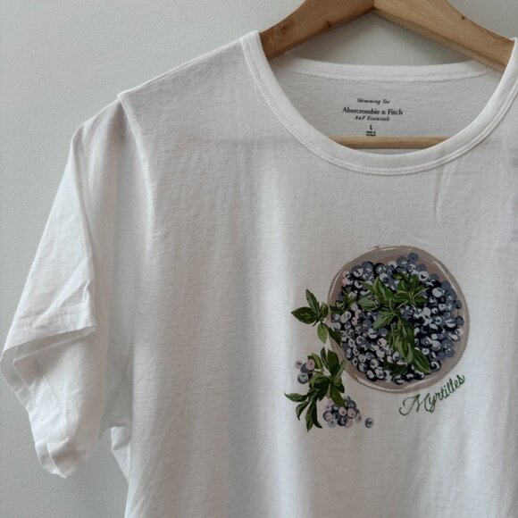 Abercrombie and Fitch | A&F Essentials Cropped Blueberry Tee - Size L NWT - Picture 2 of 8